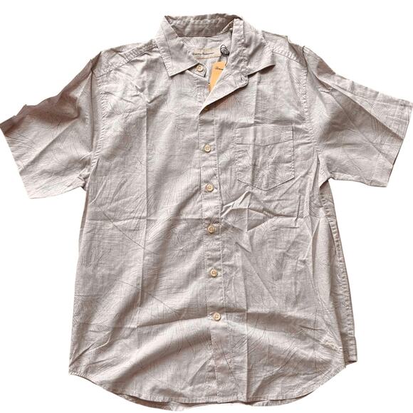 Tommy Bahama Shirt Button Up Men’s Small Tropical Hawaiian Tan Leaf Print - Picture 8 of 10